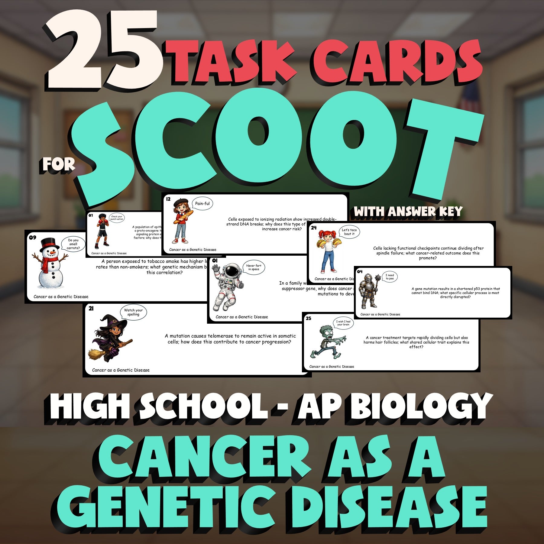 Cancer as a Genetic Disease SCOOT TASK CARDS Science Game - No Prep AP Biology