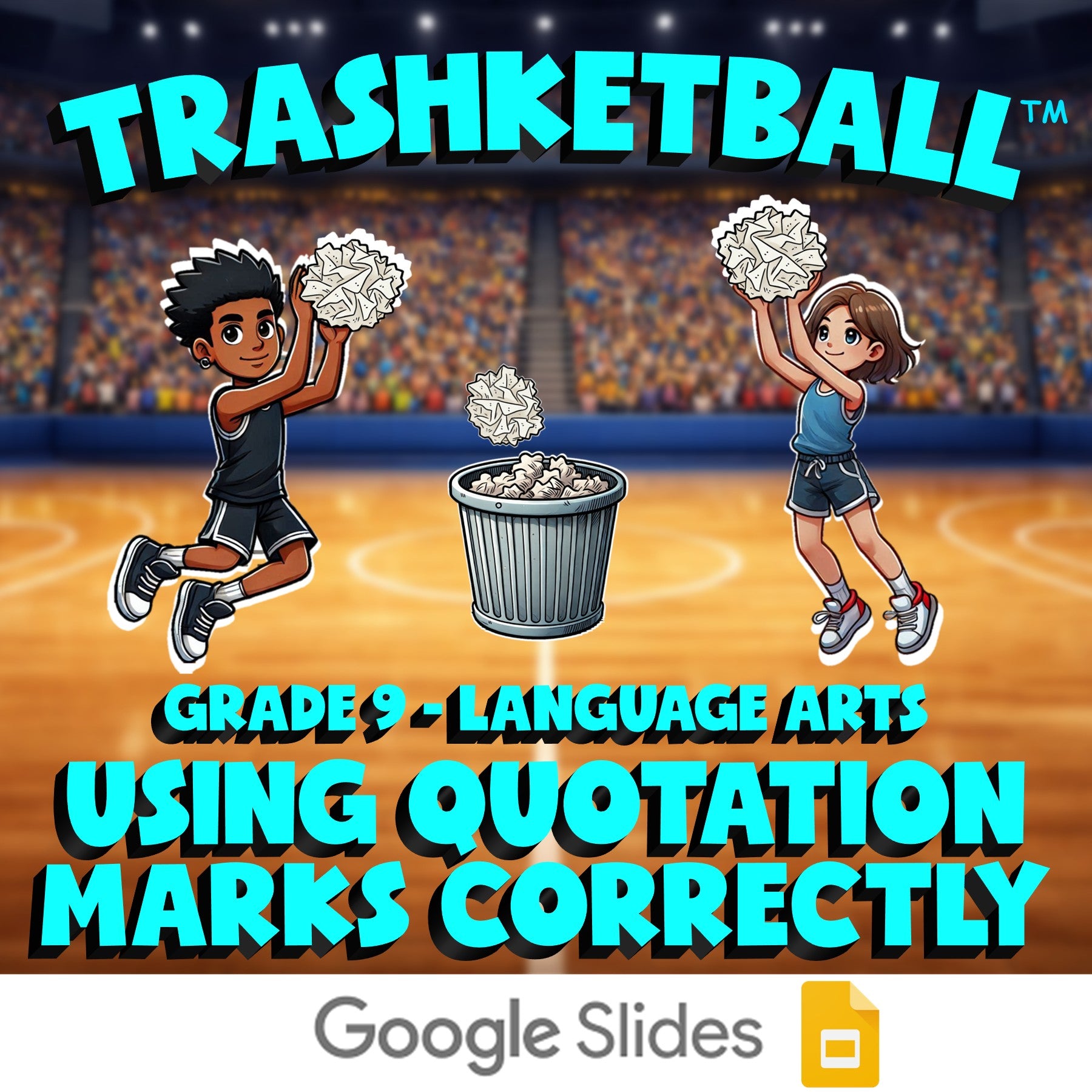 Using Quotation Marks Correctly TRASHKETBALL ELA Game - No Prep Grade 9 Review