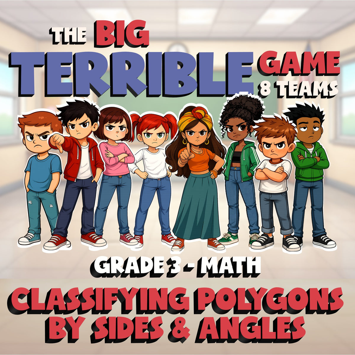 Classifying Polygons by Sides & Angles BIG TERRIBLE GAME - Grade 3 Math Review