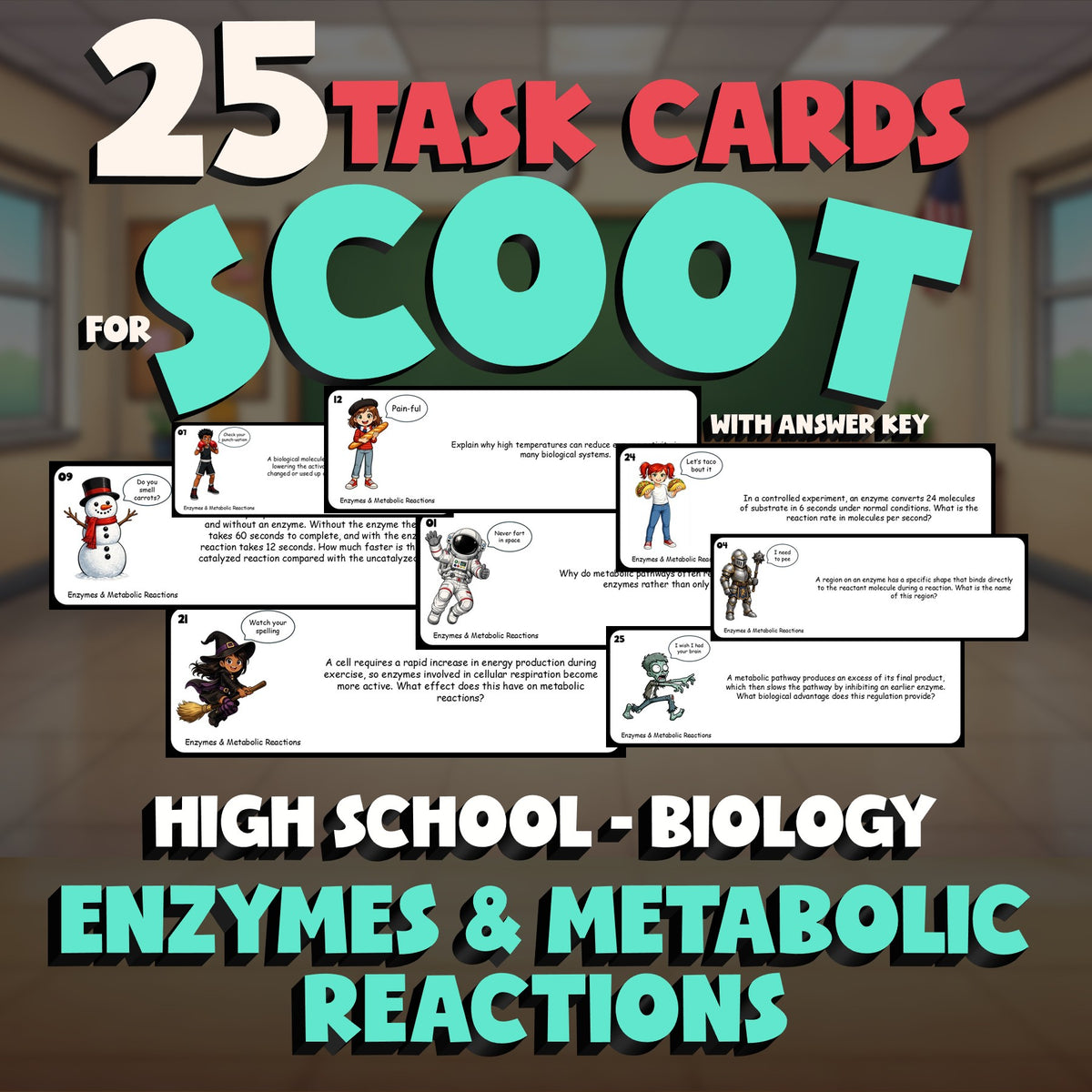 Enzymes & Metabolic Reactions SCOOT TASK CARDS Science Game - No Prep Biology