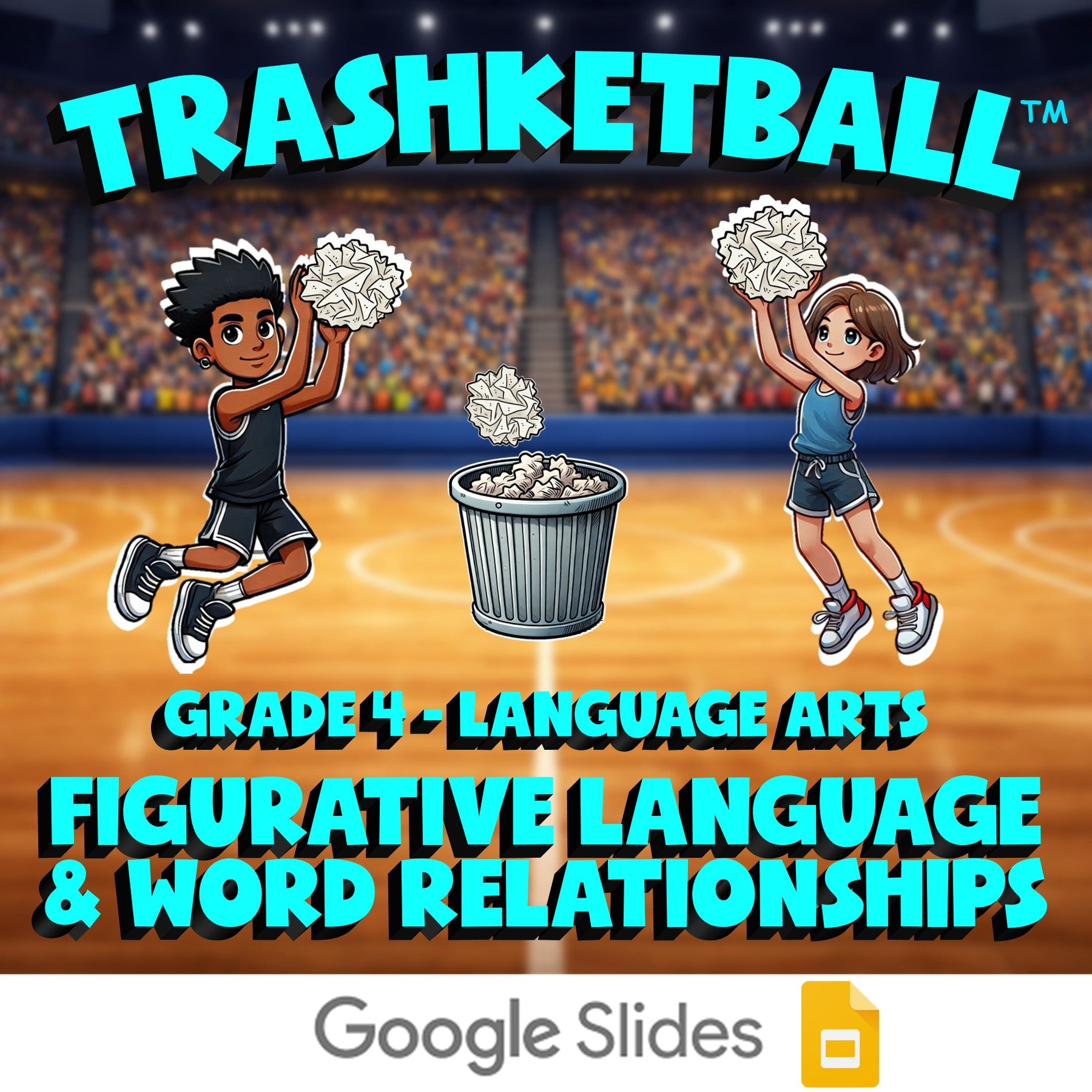 Figurative Language & Word Relationships TRASHKETBALL ELA Game - No Prep Grade 4