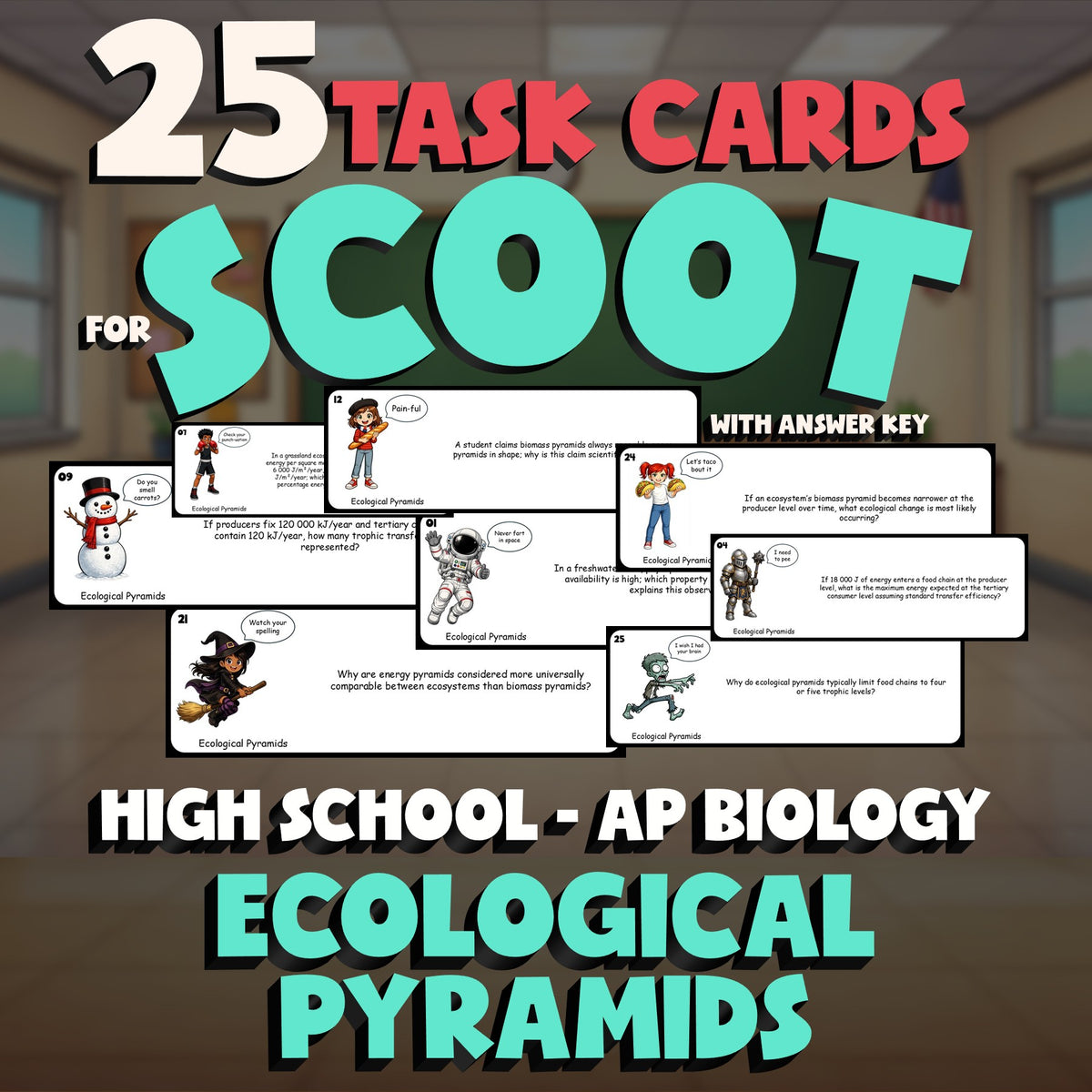 Ecological Pyramids SCOOT TASK CARDS Science Game - No Prep AP Biology Review