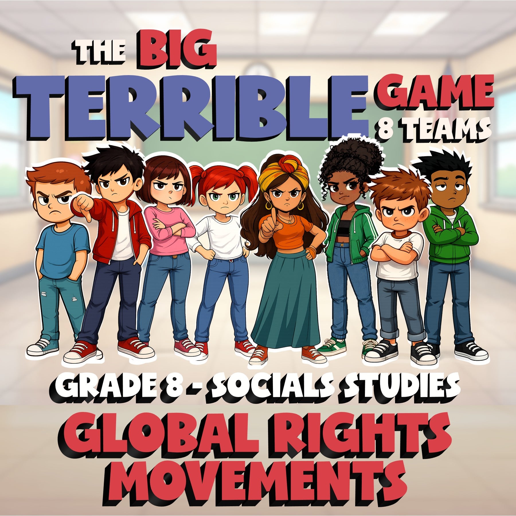 Global Rights Movements BIG TERRIBLE GAME - No Prep Grade 8 Socials Review