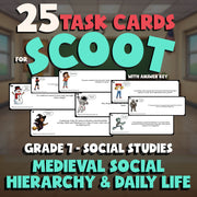 Medieval Social Hierarchy & Daily Life SCOOT TASK CARDS Socials Game - Grade 7
