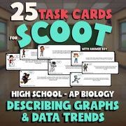 Describing Graphs & Data Trends SCOOT TASK CARDS Science Game - AP Biology