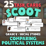 Comparing Political Systems SCOOT TASK CARDS Socials Game - No Prep Grade 8