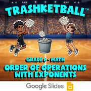 Order of Operations with Exponents TRASHKETBALL Math Game - No Prep Grade 6