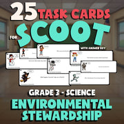 Environmental Stewardship SCOOT TASK CARDS Science Game - No Prep Grade 3 Review