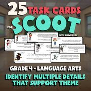 Identify Multiple Details That Support Theme SCOOT TASK CARDS ELA Game - Grade 4