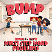 Multi Step Word Problems BUMP Math Game - No Prep Grade 4 Review Activity