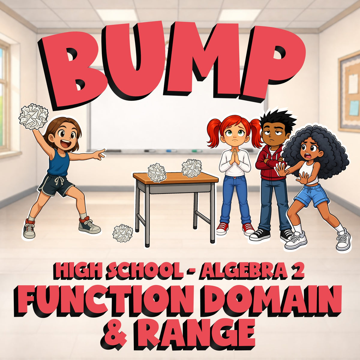 Function Domain & Range BUMP Math Game - No Prep Algebra 2 Review Activity