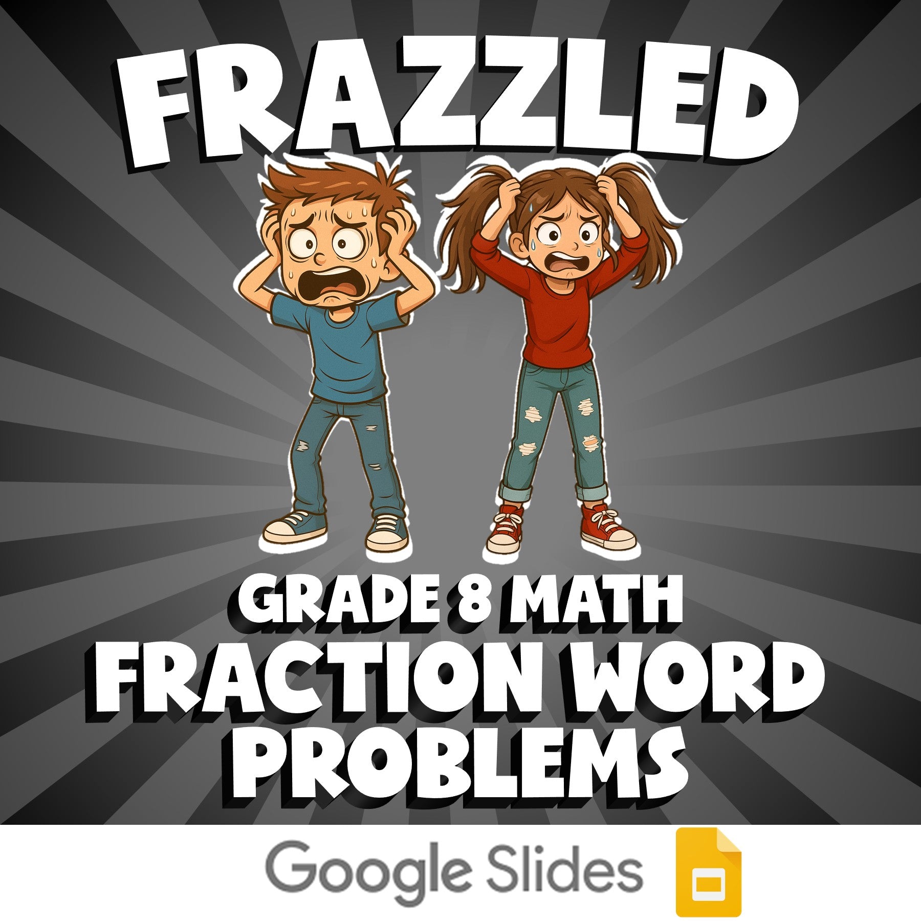Fraction Word Problems FRAZZLED Math Game - No Prep Grade 8 Review Activity