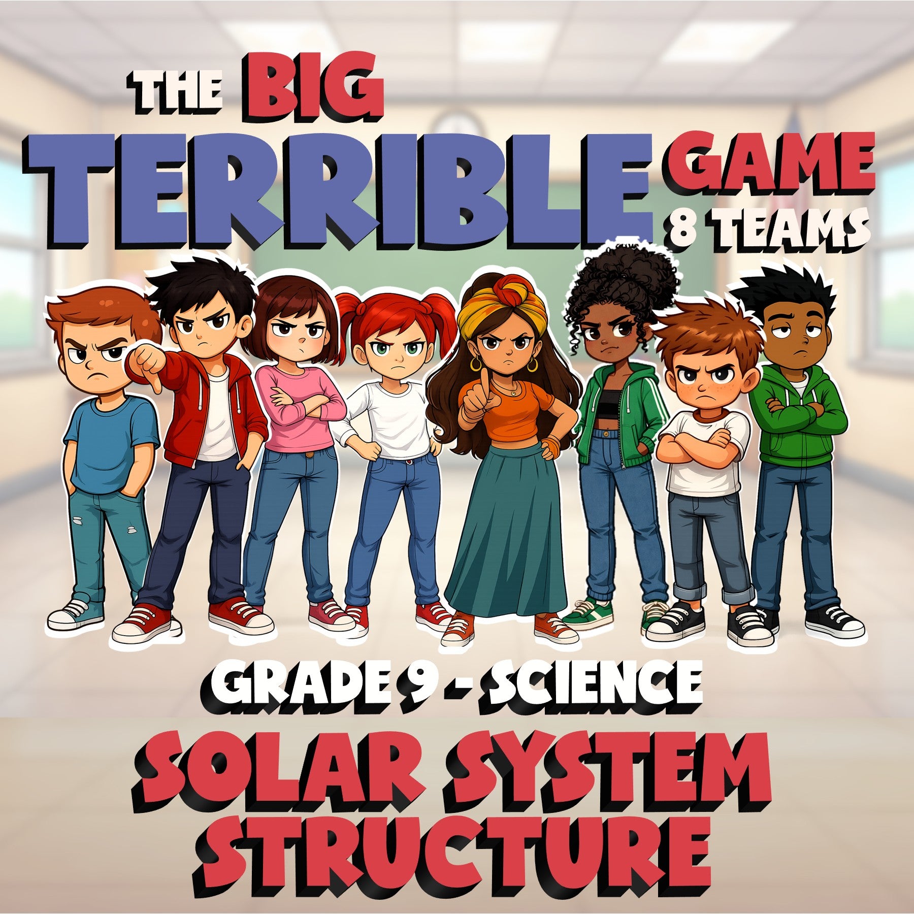 Solar System Structure BIG TERRIBLE GAME - No Prep Grade 9 Science Review