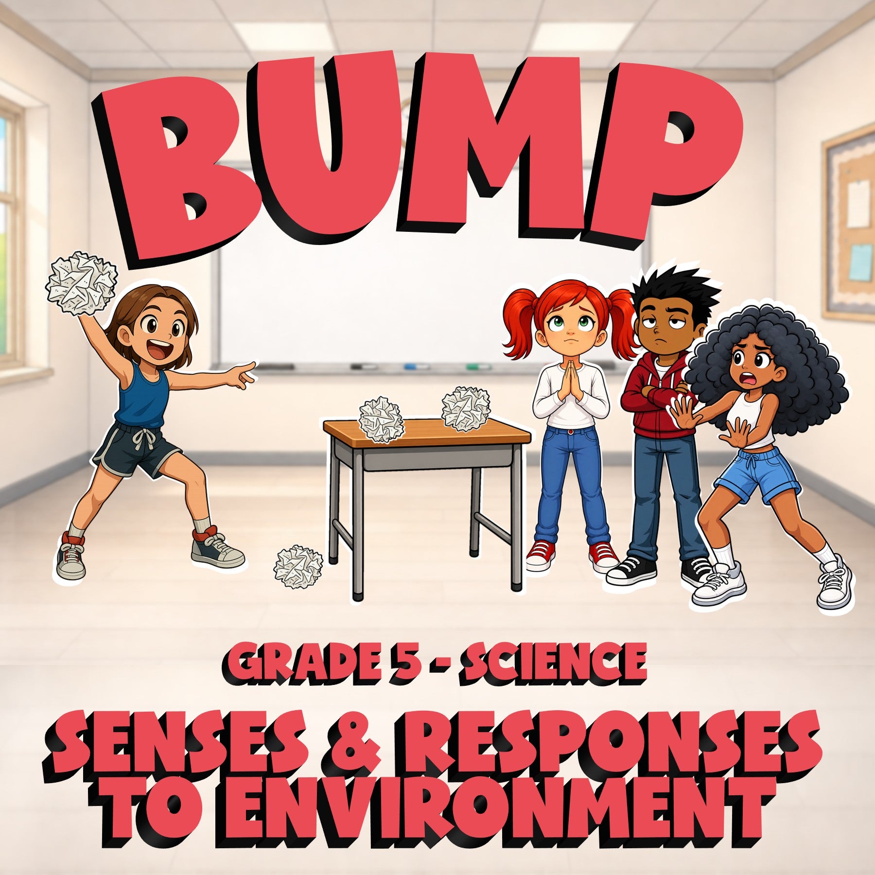 Senses & Responses to Environment BUMP Science Game - No Prep Grade 5 Review