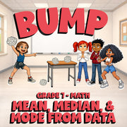 Mean, Median, & Mode from Data BUMP Math Game - No Prep Grade 7 Review Activity