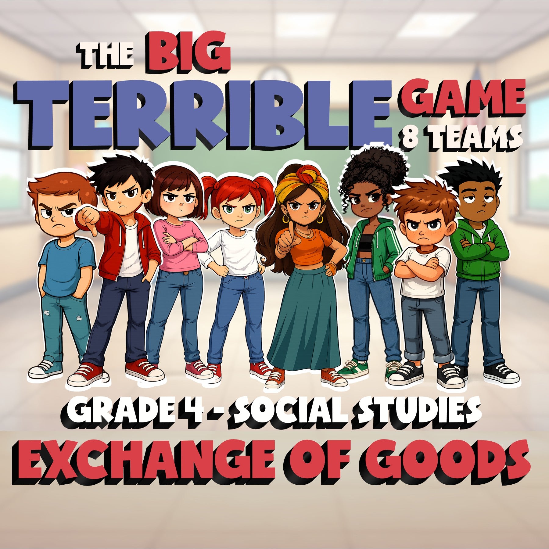 Exchange of Goods BIG TERRIBLE GAME - No Prep Grade 4 Socials Review Activity