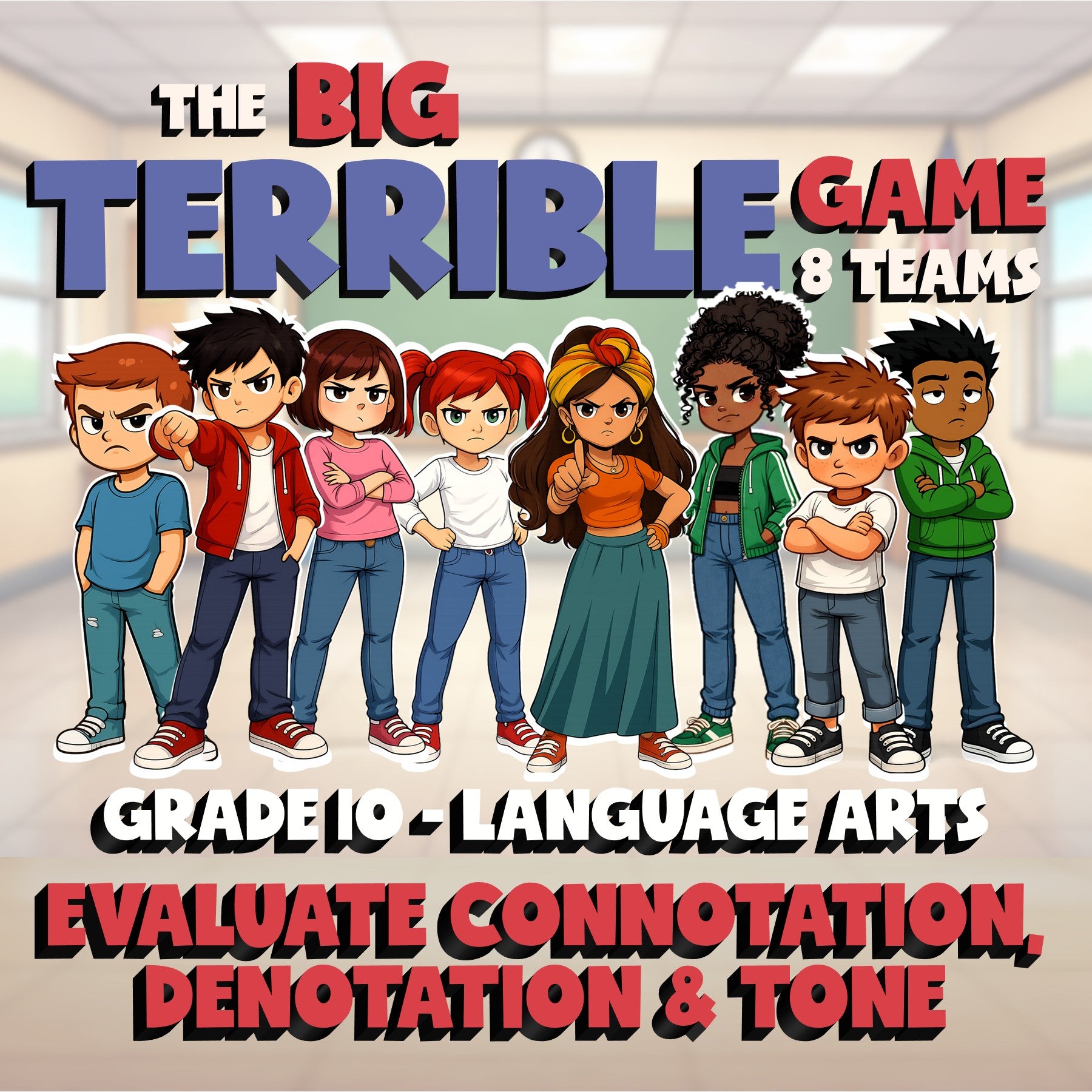 Evaluate Connotation, Denotation & Tone BIG TERRIBLE GAME - Grade 10 ELA Review