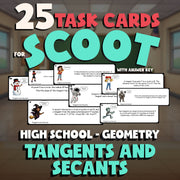 Tangents and Secants SCOOT TASK CARDS Math Game - No Prep Geometry Review