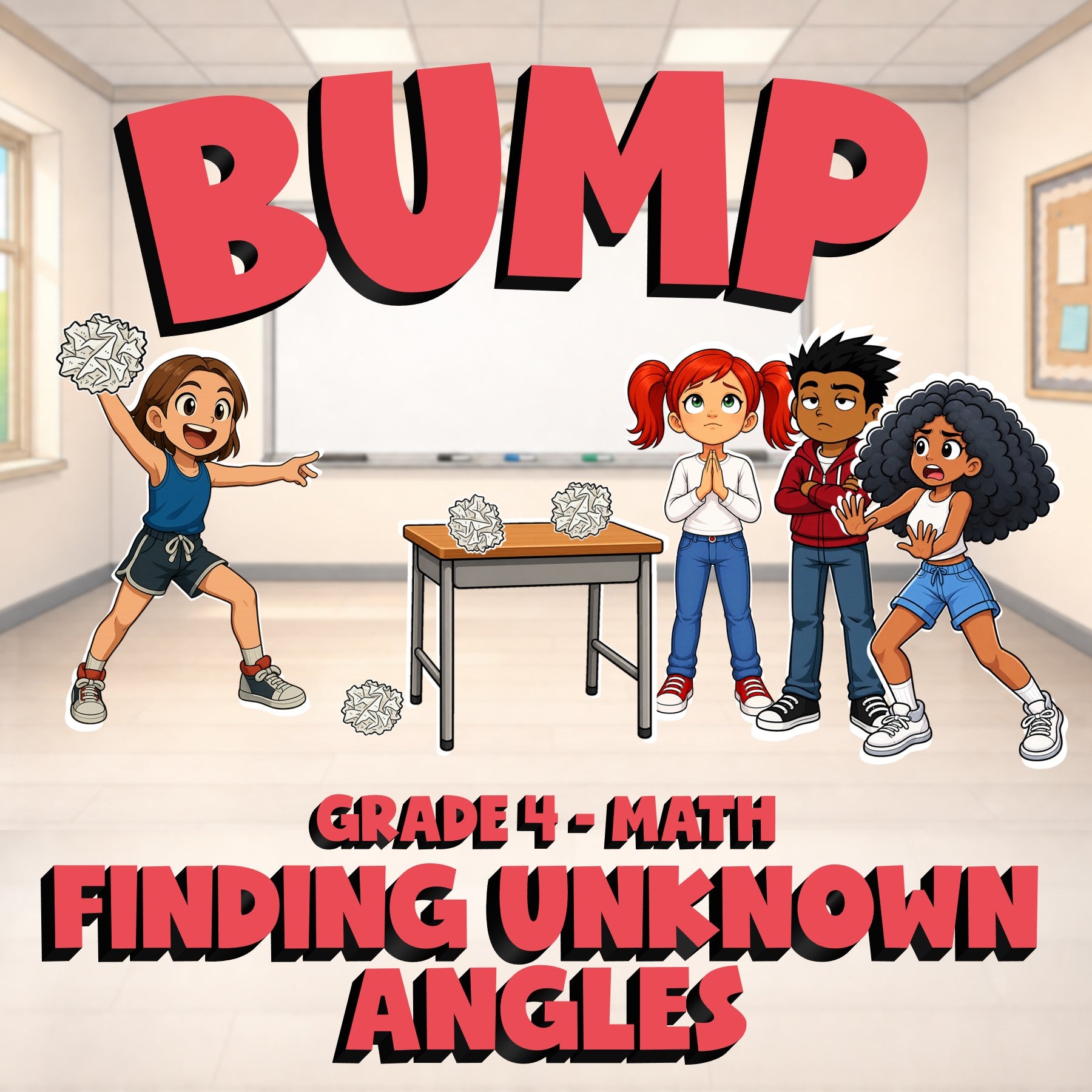 Finding Unknown Angles BUMP Math Game - No Prep Grade 4 Review Activity