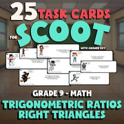 Trigonometric Ratios Right Triangles SCOOT TASK CARDS Math Game - Grade 9