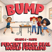 Percent Error Real World Problems BUMP Math Game - No Prep Grade 6 Review