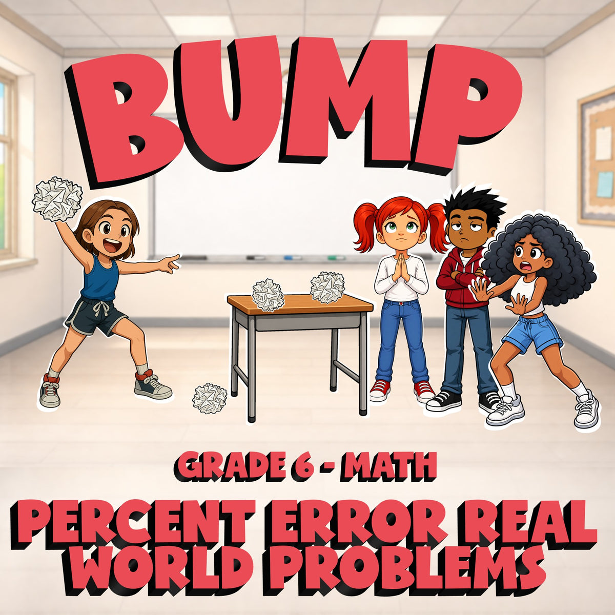 Percent Error Real World Problems BUMP Math Game - No Prep Grade 6 Review