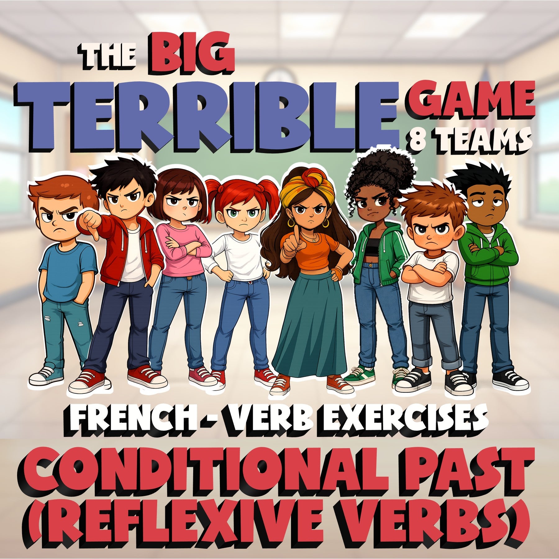 Conditional past (reflexive Verbs) BIG TERRIBLE GAME - No Prep French Exercise