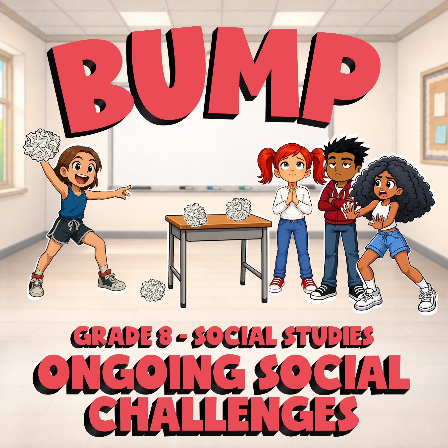 Ongoing Social Challenges BUMP Socials Game - No Prep Grade 8 Review Activity