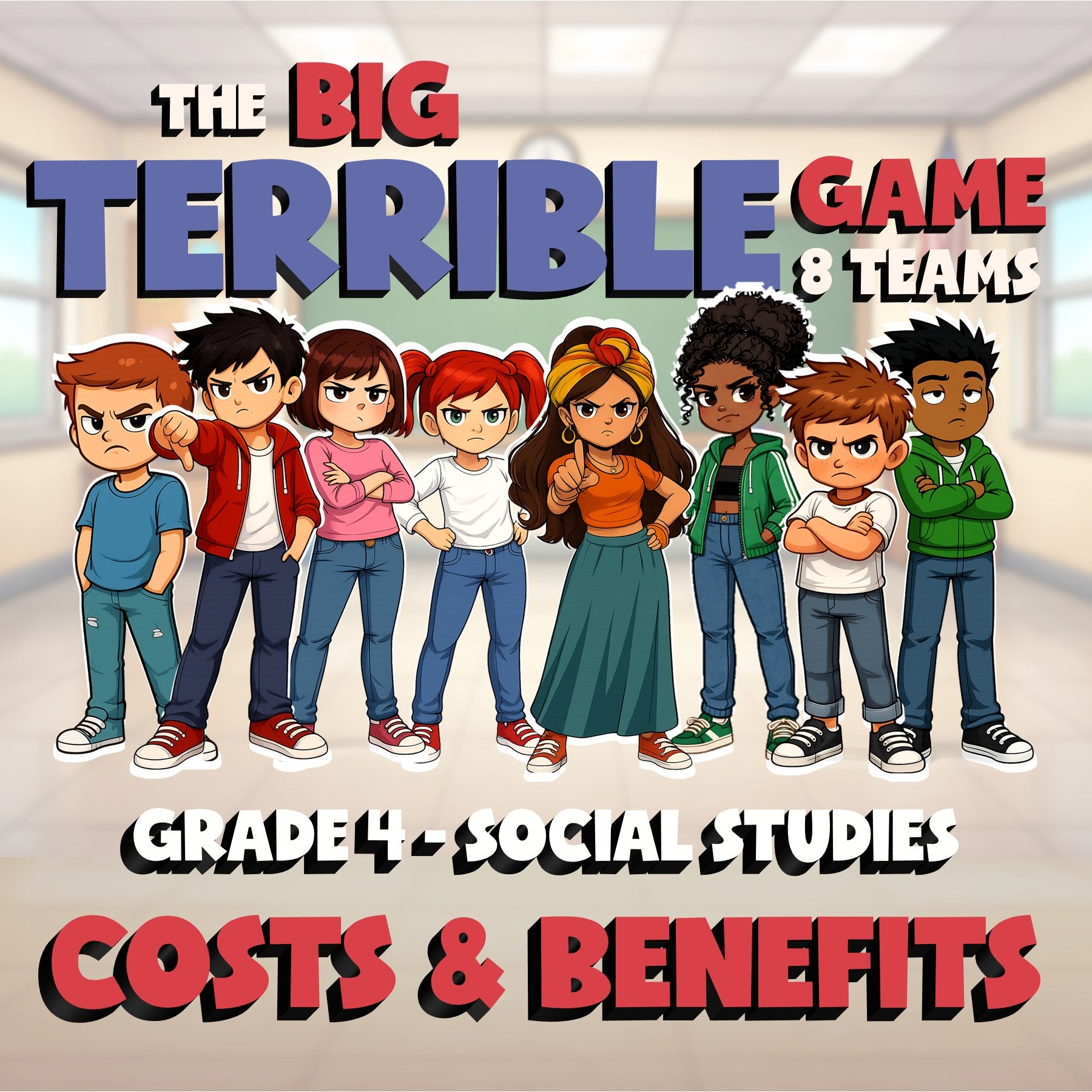 Costs & Benefits BIG TERRIBLE GAME - No Prep Grade 4 Socials Review Activity