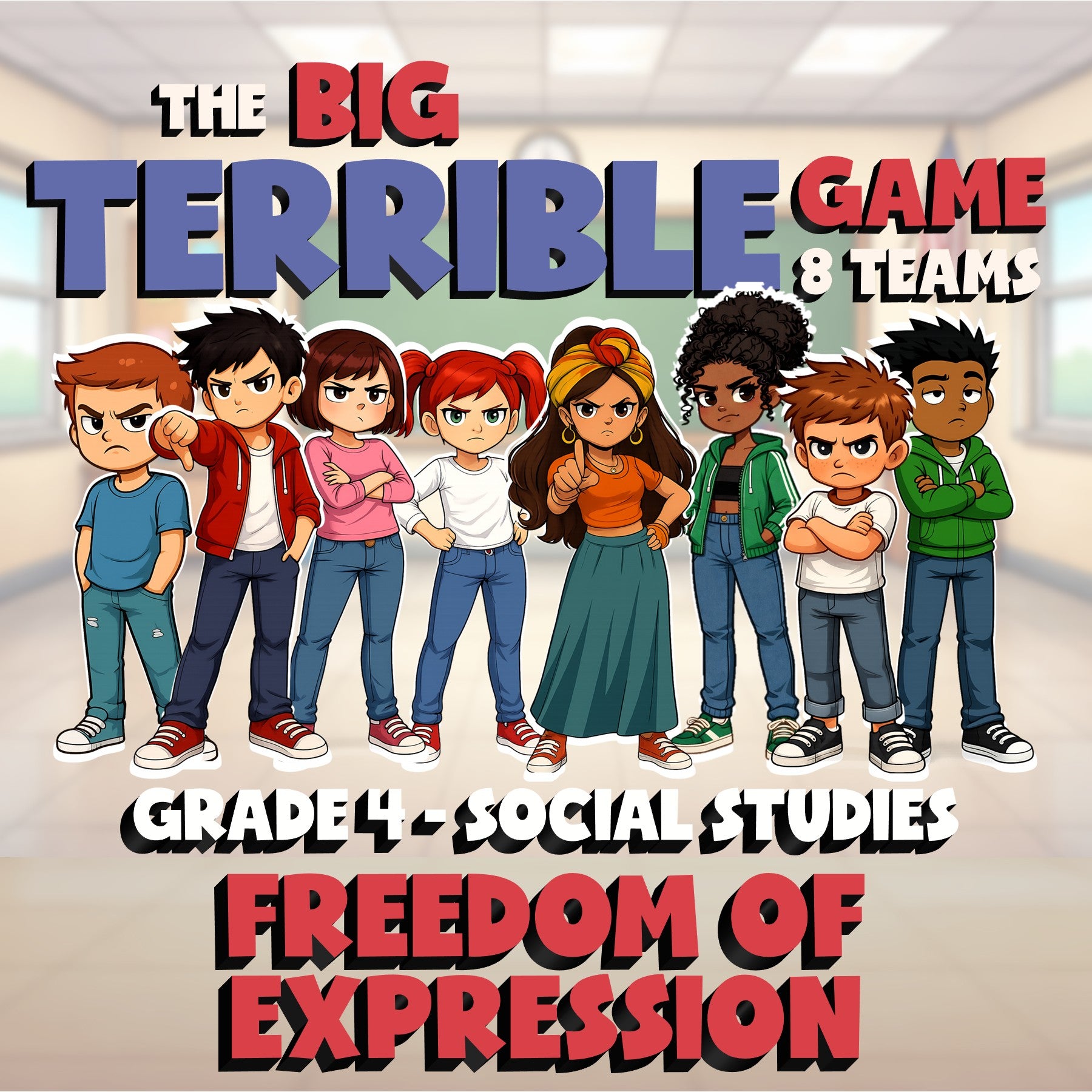 Freedom of Expression BIG TERRIBLE GAME - No Prep Grade 4 Socials Review