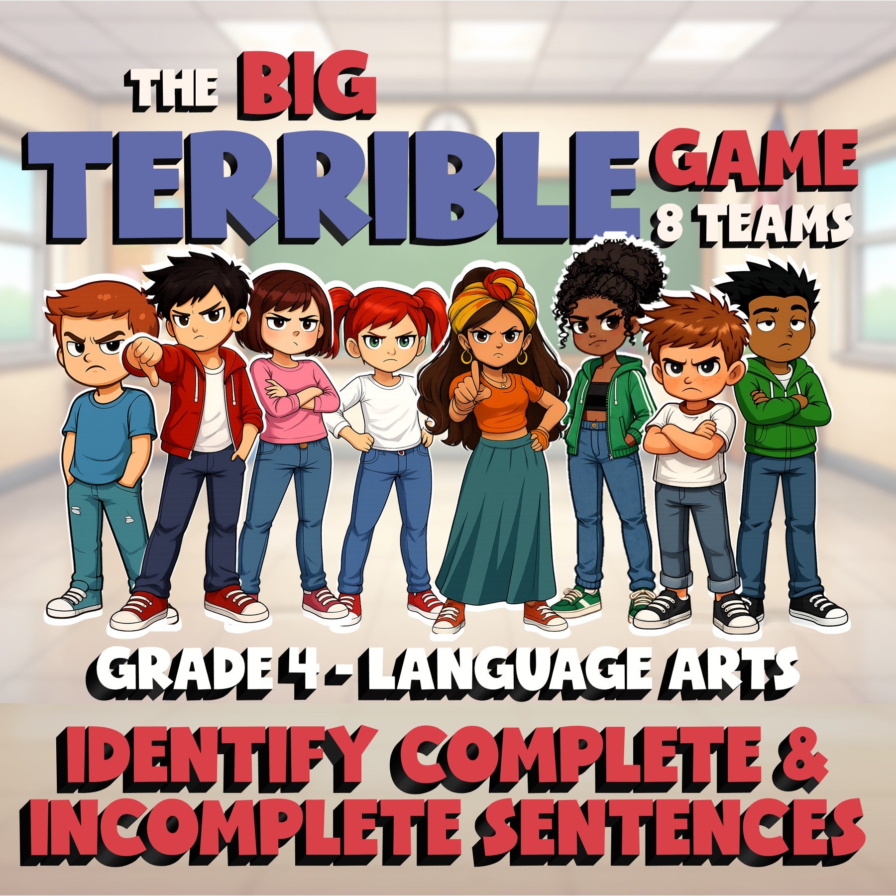 Identify Complete & Incomplete Sentences BIG TERRIBLE GAME - Grade 4 ELA Review