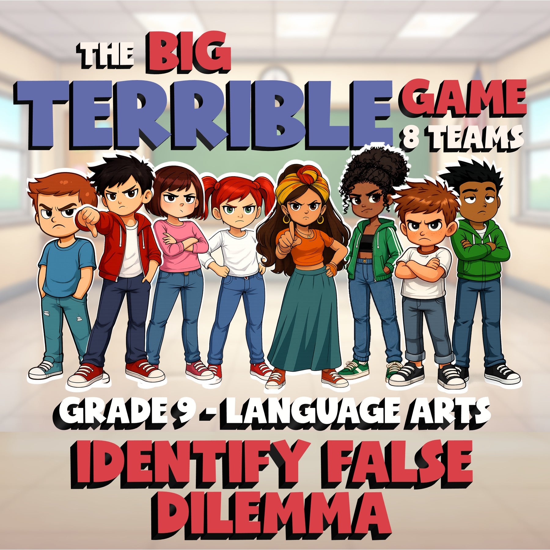 Identify False Dilemma BIG TERRIBLE GAME - No Prep Grade 9 ELA Review Activity
