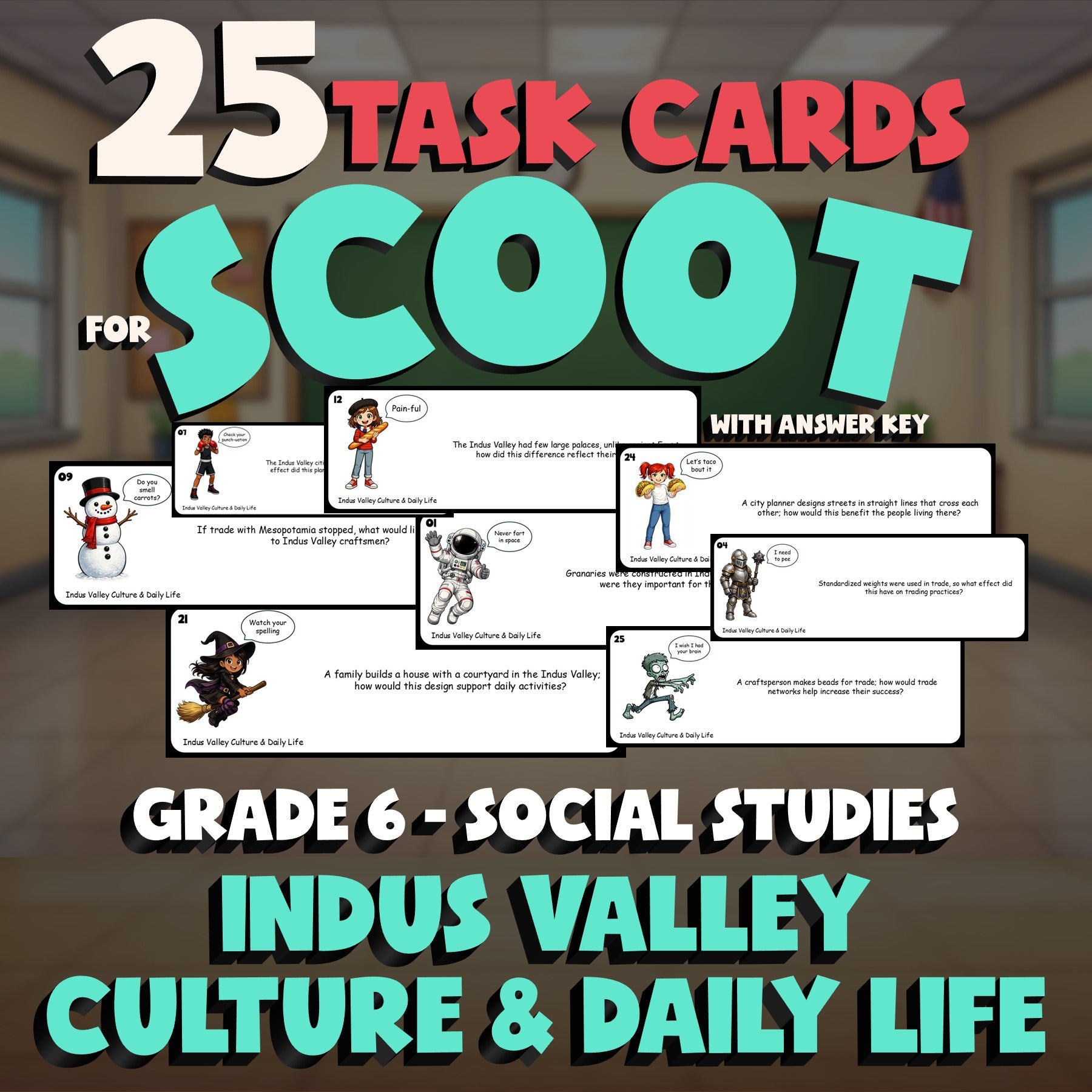 Indus Valley Culture & Daily Life SCOOT TASK CARDS Socials Game - Grade 6