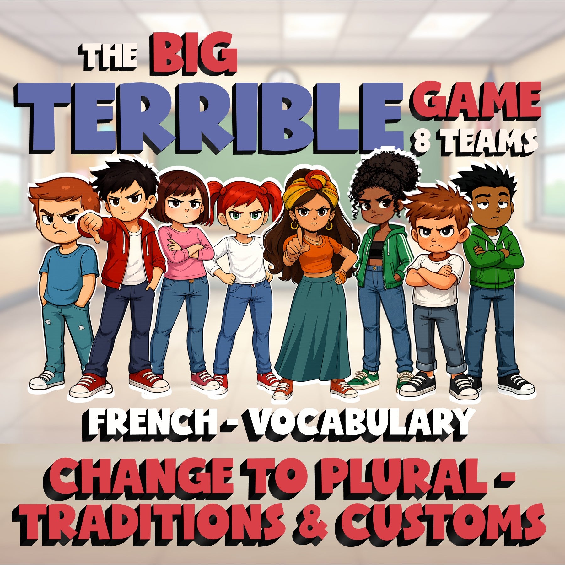 Change to Plural - Traditions & Customs BIG TERRIBLE GAME - French Exercise
