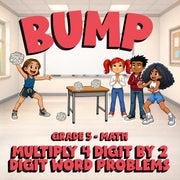 Multiply 4 Digit by 2 Digit Word Problems BUMP Math Game - No Prep Grade 5