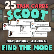 Find the Mode SCOOT TASK CARDS Math Game - No Prep Algebra 1 Review Activity