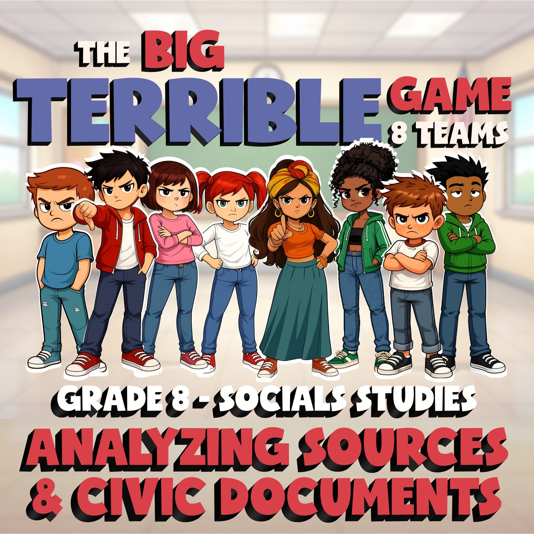 Analyzing Sources & Civic Documents BIG TERRIBLE GAME - Grade 8 Socials Review