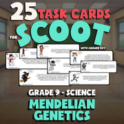 Mendelian Genetics SCOOT TASK CARDS Science Game - No Prep Grade 9 Review