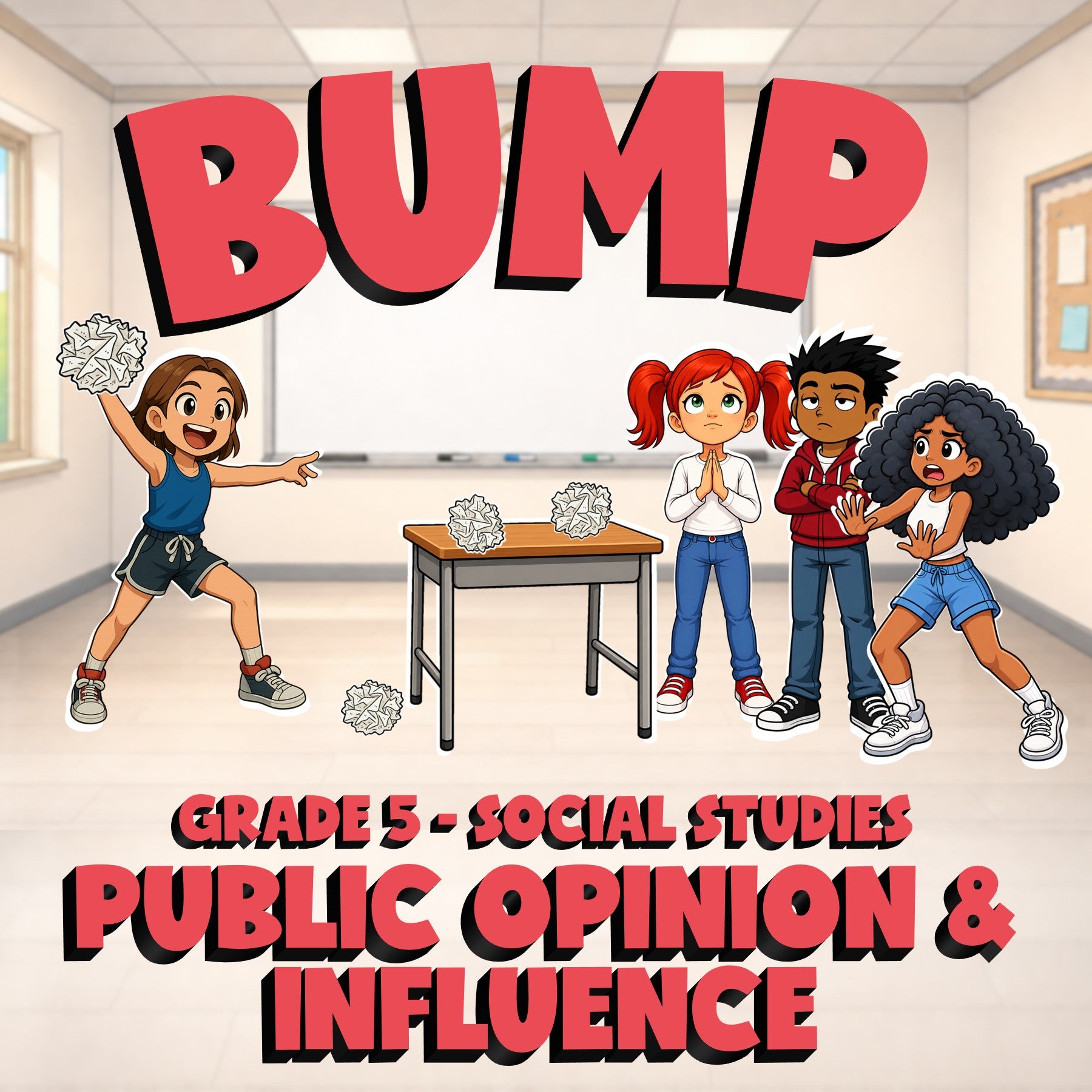 Public Opinion & Influence BUMP Socials Game - No Prep Grade 5 Review Activity