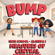 Measures of Central Tendency BUMP Math Game - No Prep Algebra 1 Review Activity