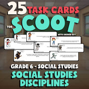 Social Studies Disciplines SCOOT TASK CARDS Socials Game - No Prep Grade 6