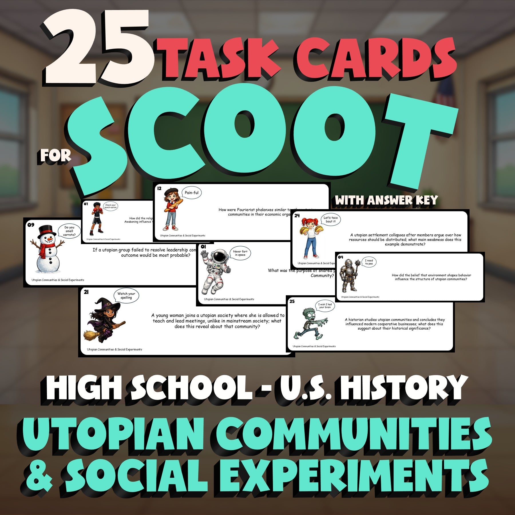 Utopian Communities & Social Experiments SCOOT TASK CARDS U.S. History Game