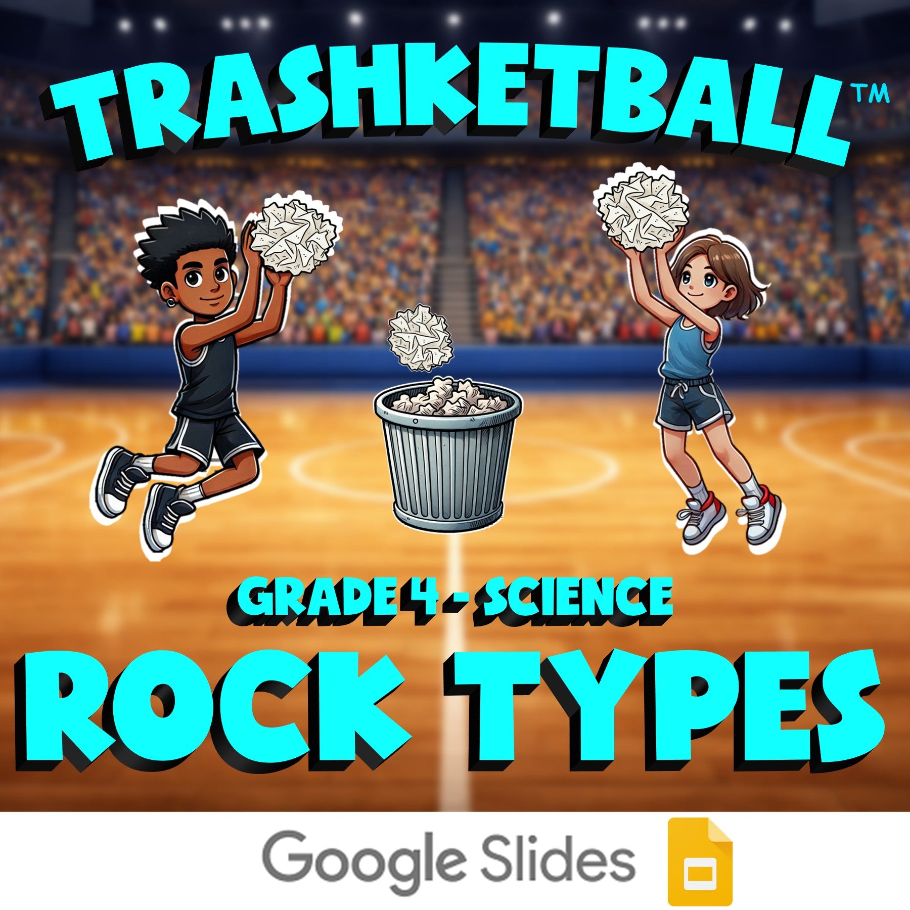 Rock Types TRASHKETBALL Science Game - No Prep Grade 4 Review Activity