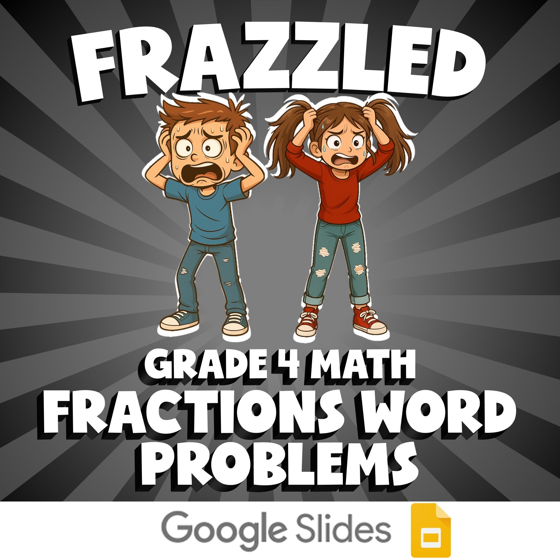 Fractions Word Problems FRAZZLED Math Game - No Prep Grade 4 Review Activity