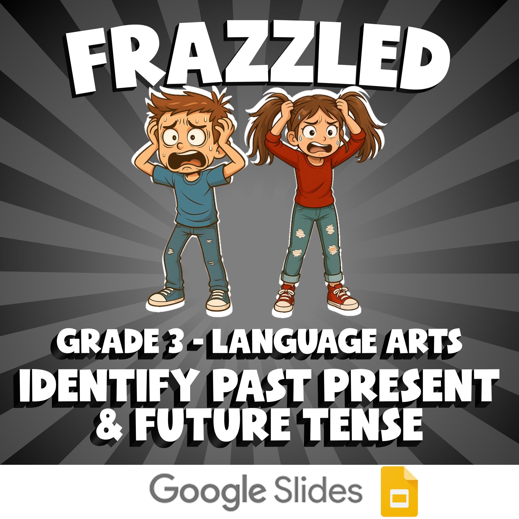 Identify Past Present & Future Tense FRAZZLED ELA Game - No Prep Grade 3 Review