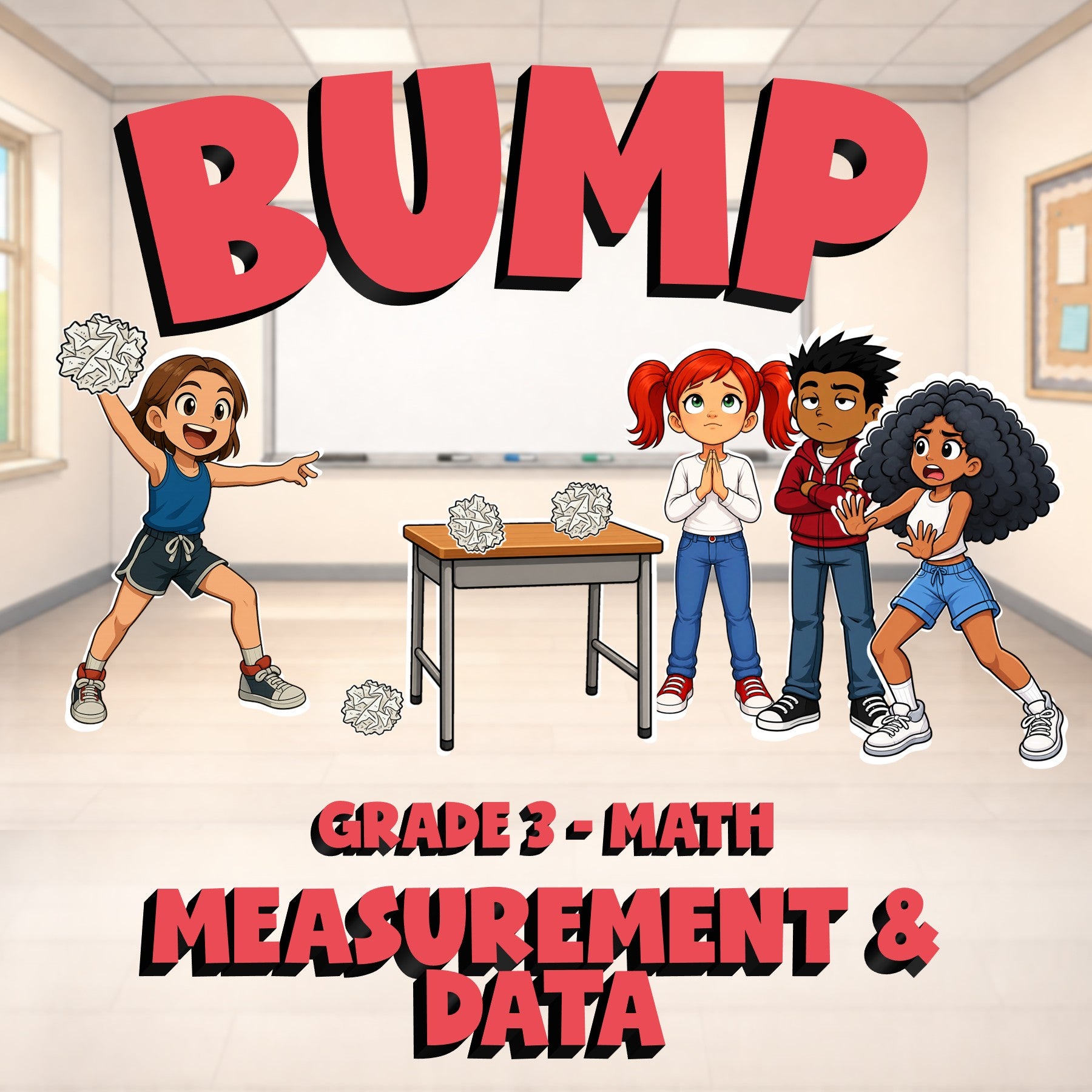 Measurement & Data BUMP Math Game - No Prep Grade 3 Review Activity