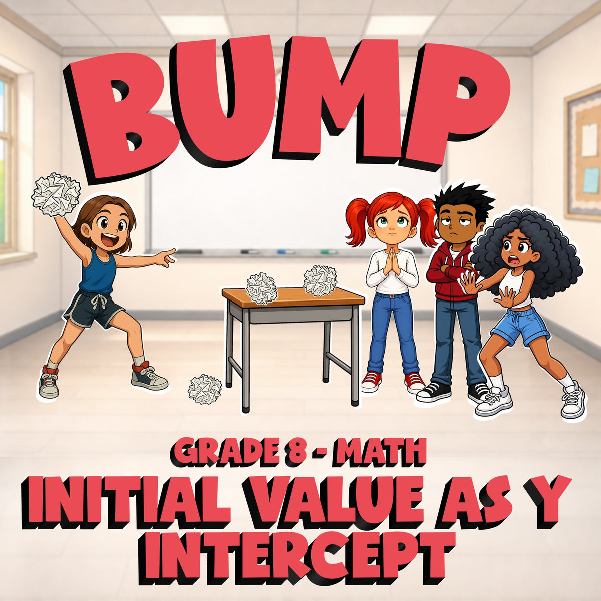 Initial Value as Y Intercept BUMP Math Game - No Prep Grade 8 Review Activity