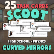 Curved Mirrors SCOOT TASK CARDS Science Game - No Prep Physics Review Activity