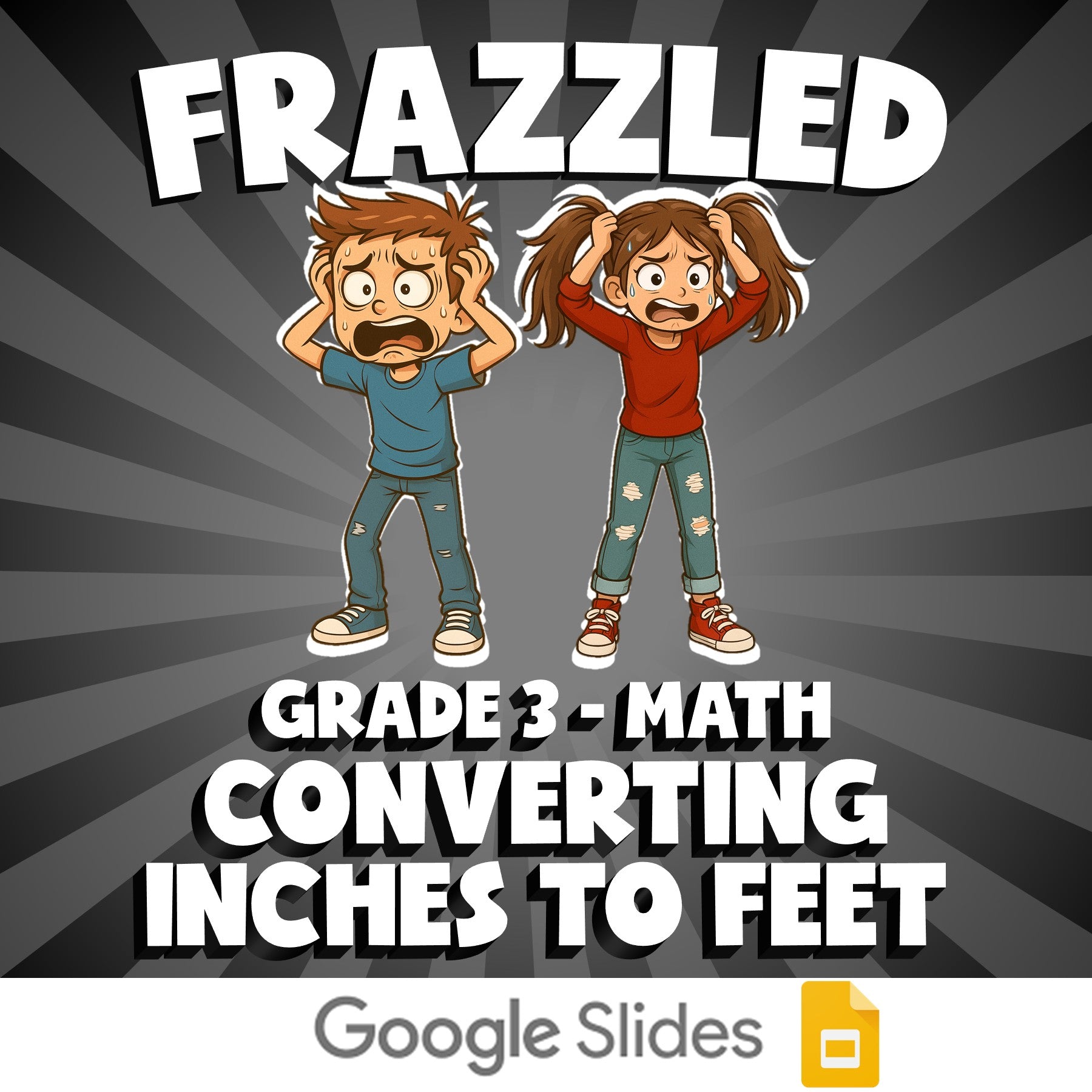 Converting Inches to Feet FRAZZLED Math Game - No Prep Grade 3 Review Activity