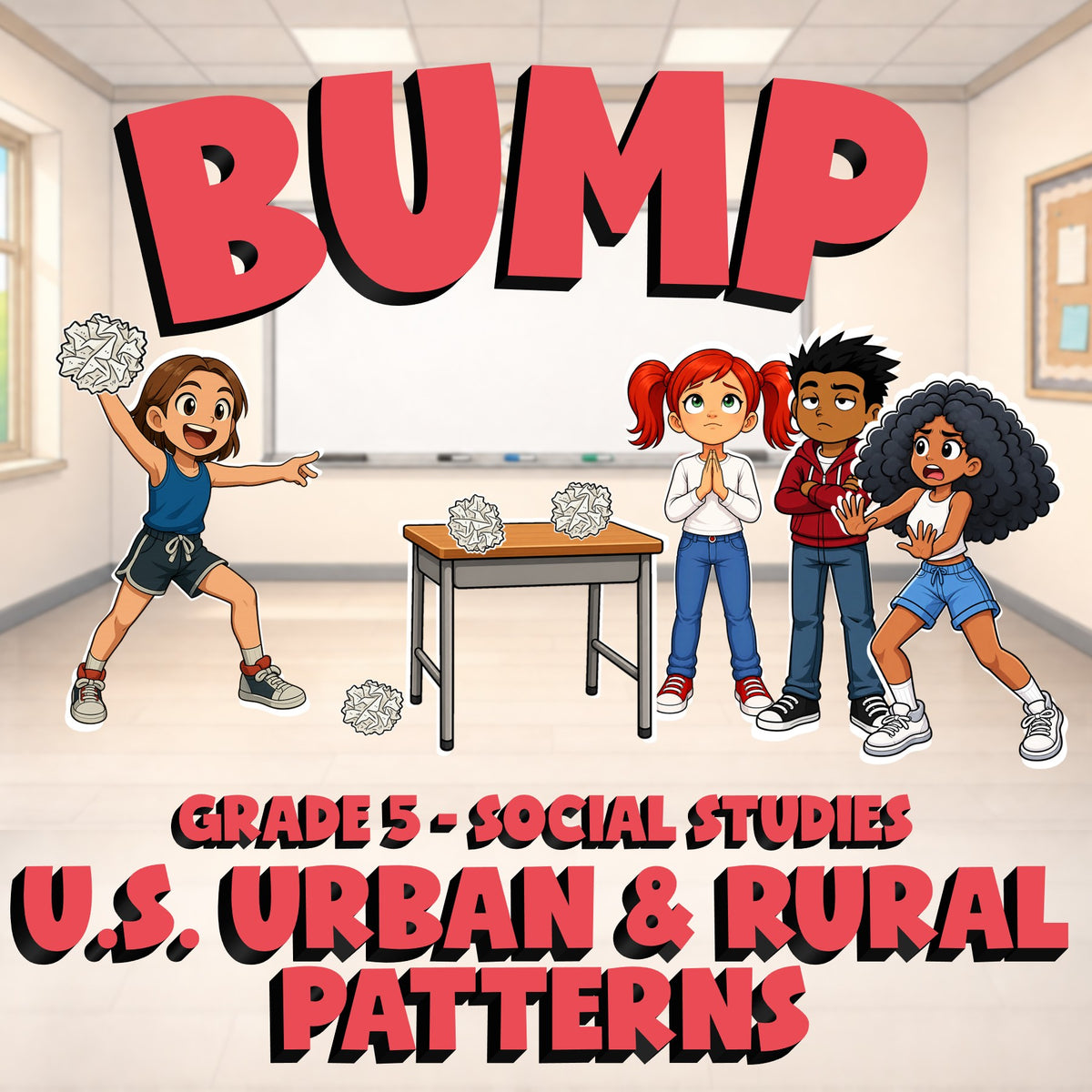 U.S. Urban & Rural Patterns BUMP Socials Game - No Prep Grade 5 Review Activity